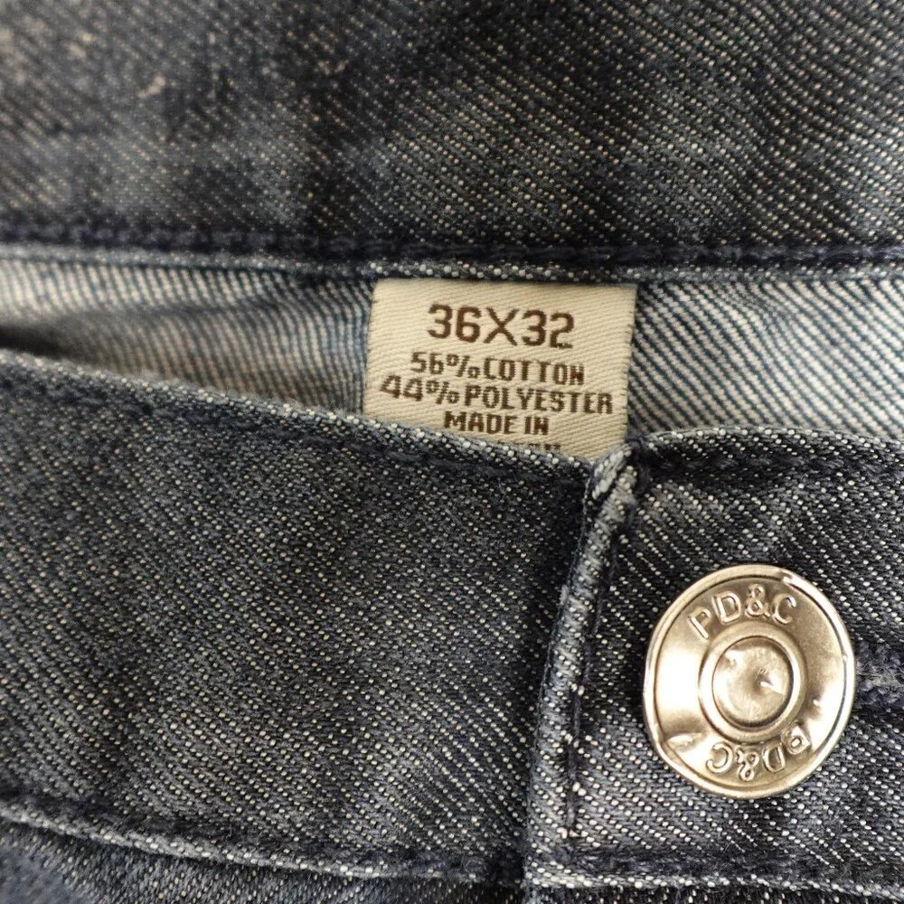 PD&C jeans straight‎ leg men's 36x32 dark wash blue paper denim and cloth
